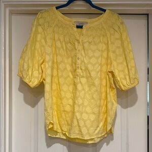 LOFT Bright Yellow Textured Peasant Top